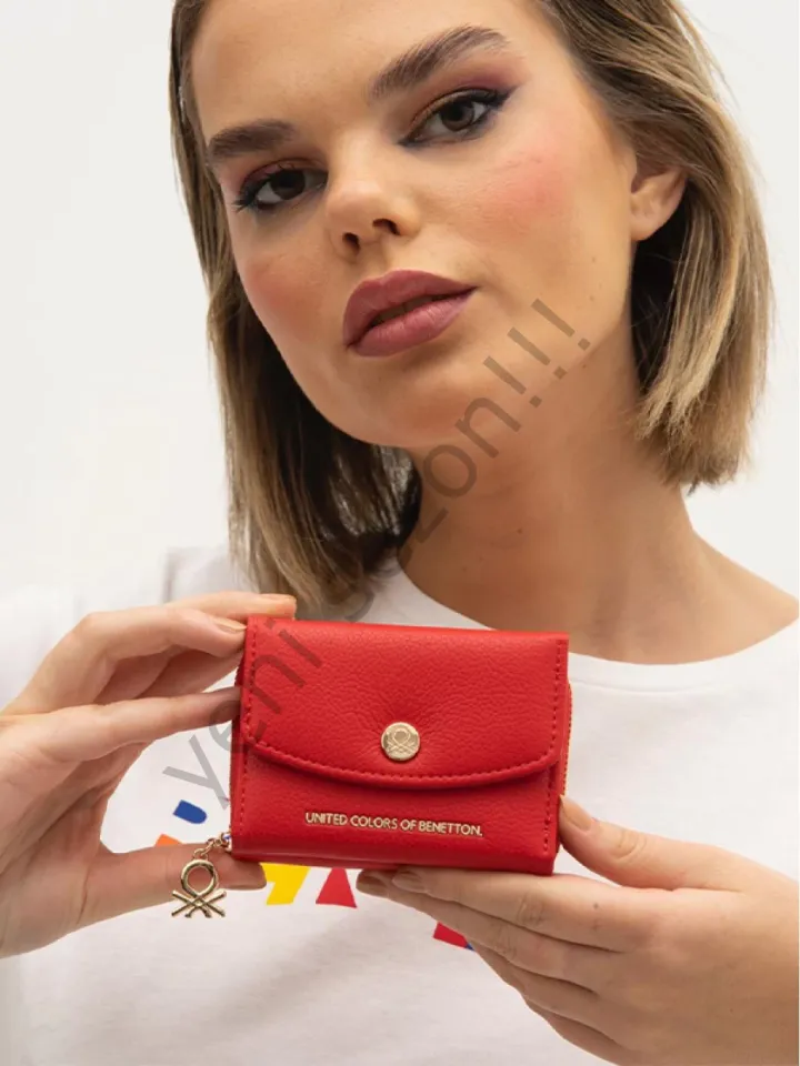 benetton bnt1245 kadın ithal deri cüzdan kırmızı